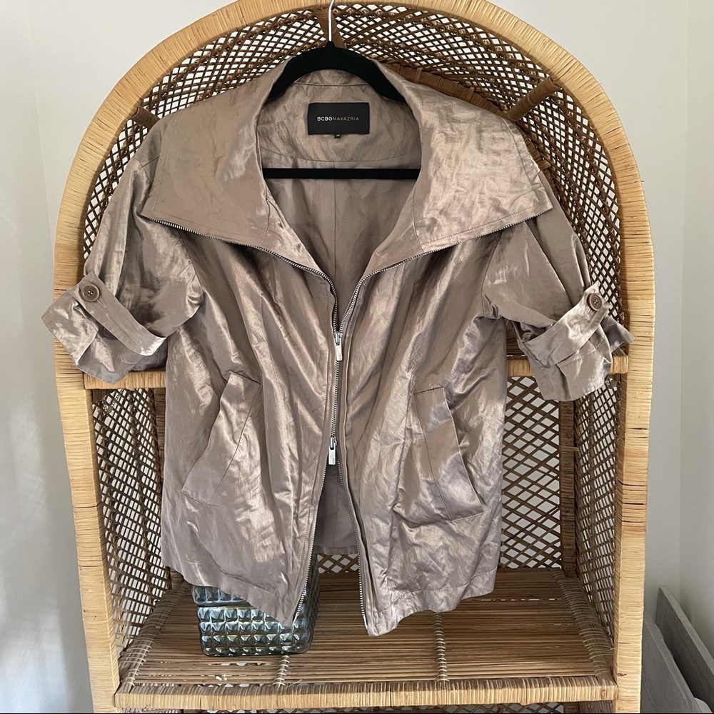 BCBG Maxazria Metallic Crinkle Crop Jacket